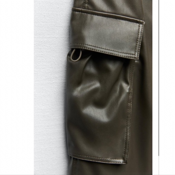 NWT ZARA FAUX LEATHER CARGO SKIRT ANTHRACITE GREY - Picture 7 of 8